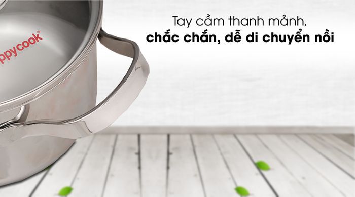 Tay cầm chắc chắn - Nồi inox 3 đáy 16cm Happycook N16-NMG