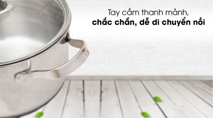 Tay cầm chắc chắn - Nồi inox 3 đáy 20cm Happycook N20-NMG