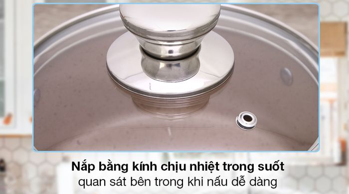 Nồi nhôm chống dính nắp kính 16cm Hommy NE006-16 - Nắp nồi bằng kính chịu nhiệt