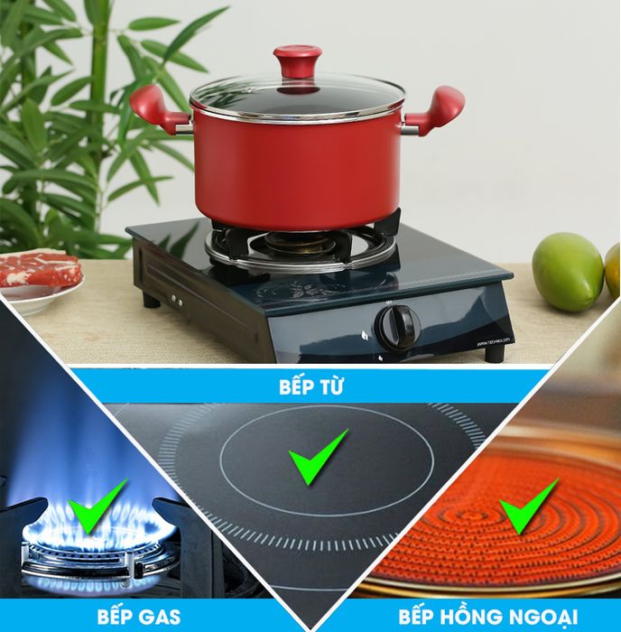 Dùng trên bếp từ - Nồi nhôm chống dính đáy từ 22cm TEFAL So Chef G1354595