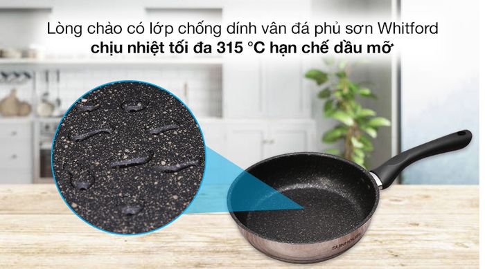 Lòng chảo - Chảo inox 5 đáy chống dính 20cm Sunhouse IN20M4