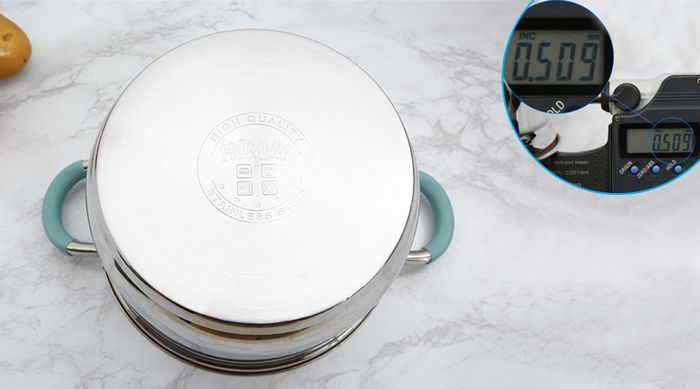 Đáy nồi - Bộ hai nồi inox 3 đáy nắp kiếng 16cm & 24cm Hommy CW-S051-4