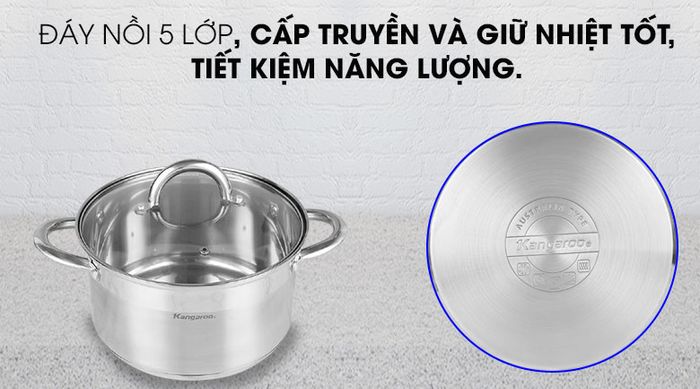 Đáy nồi - Bộ 3 nồi inox 5 đáy Kangaroo KG876
