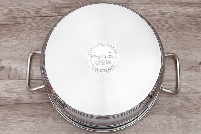 Đáy 3 lớp - Nồi inox 3 đáy nắp kính 24 cm Fivestar N24-5DG