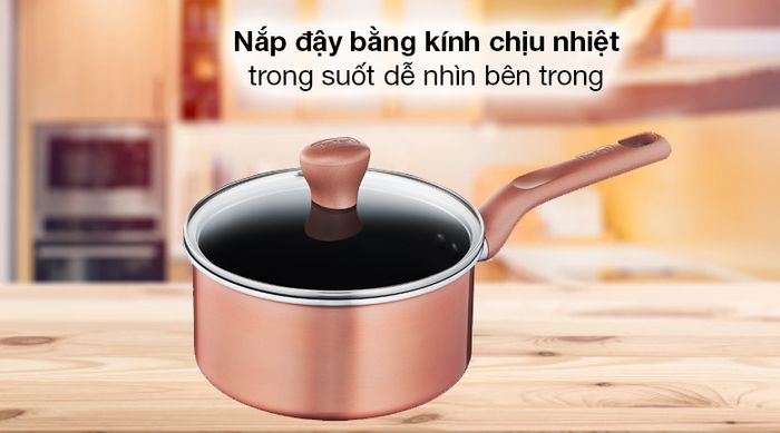Bộ quánh chảo sạn vá nhôm chống dính Tefal G803S695 - Nồi Tefal có nắp kính chịu nhiệt dày chắc