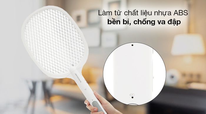 Vợt muỗi thông minh 3 in 1 Sunhouse SHE-Pro11.W - Chất liệu nhựa ABS an toàn, chống va đập, độ bền cao, hạn chế bám bẩn và không ảnh hưởng đến sức khỏe người dùng