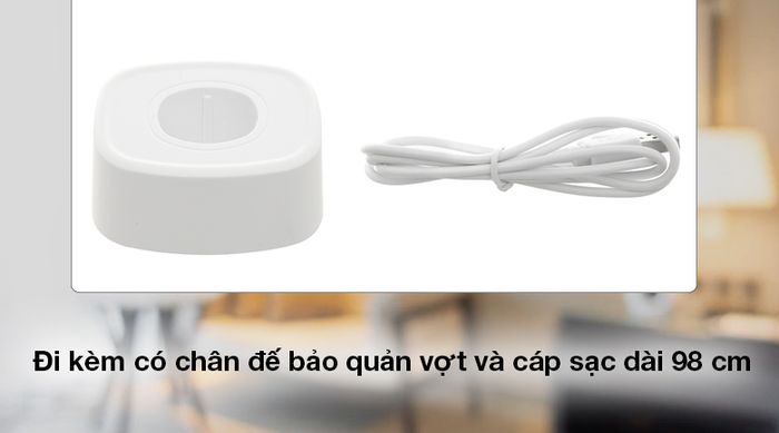Vợt muỗi thông minh 3 in 1 Sunhouse SHE-Pro11.W - Có chân đế đặt vợt tự thế đứng dễ dàng, cáp sạc dài 98 cm