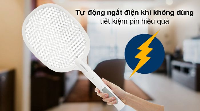 Vợt muỗi thông minh 3 in 1 Sunhouse SHE-Pro11.W - Khi ngừng sử dụng, vợt muỗi Sunhouse sẽ tự động ngắt điện giúp tiết kiệm pin tối ưu