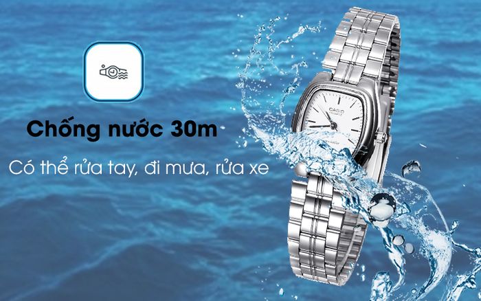 Đồng hồ nữ Casio LTP-1169D-7ARDF bạc chống nước ở mức 30m