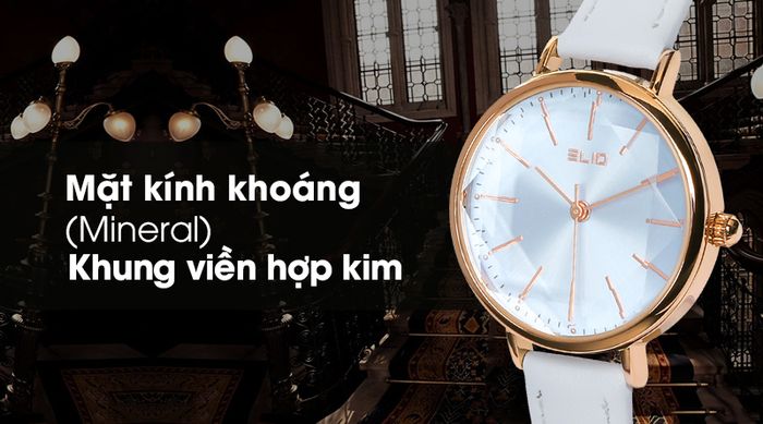 Đồng hồ Nữ Elio EL012-01 có mặt kính khoáng cứng cáp
