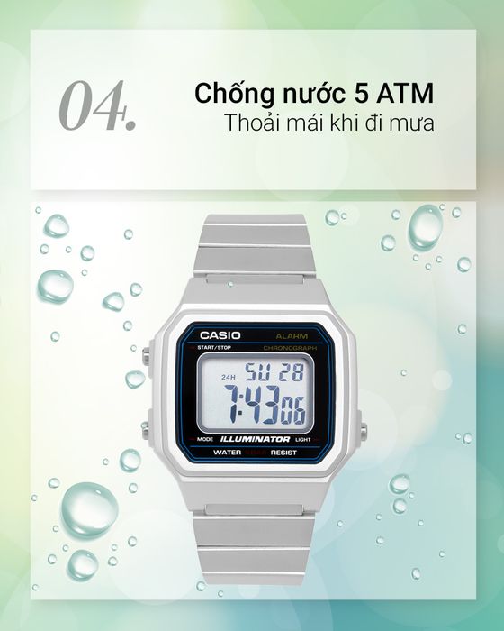 Đồng hồ Unisex Casio B650WD-1ADF chống nước 5 ATM