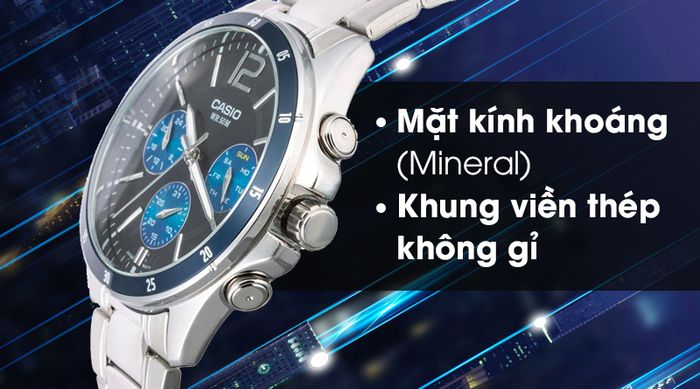 Đồng hồ nam Casio MTP-1374D-2AVDF có bộ khung ngoài bền bỉ, chắc chắn