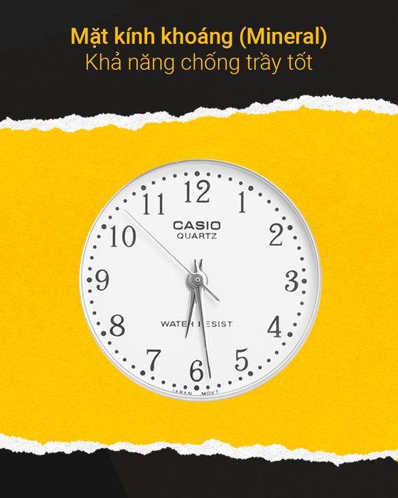 Đồng hồ nữ Casio LTP-1129A-7BRDF có mặt kính khoáng cứng cáp