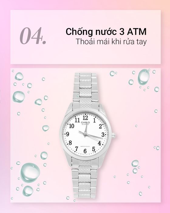 Đồng hồ nữ Casio LTP-1274D-7BDF có hệ số chống nước 3 ATM