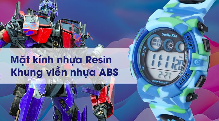 Đồng hồ trẻ em Smile Kid SL024-01 có mặt kính cứng cáp, khung viền bằng nhựa bền chắc
