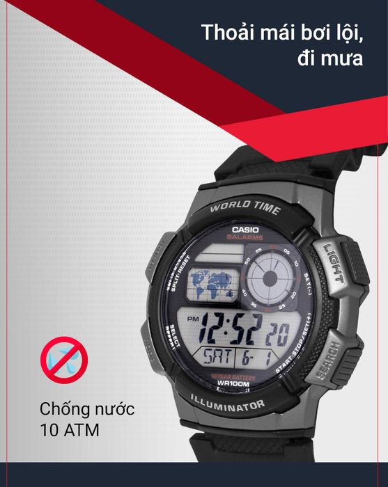 Đồng hồ Casio AE-1000W-1BVSDF - Nam chống nước 10 ATM