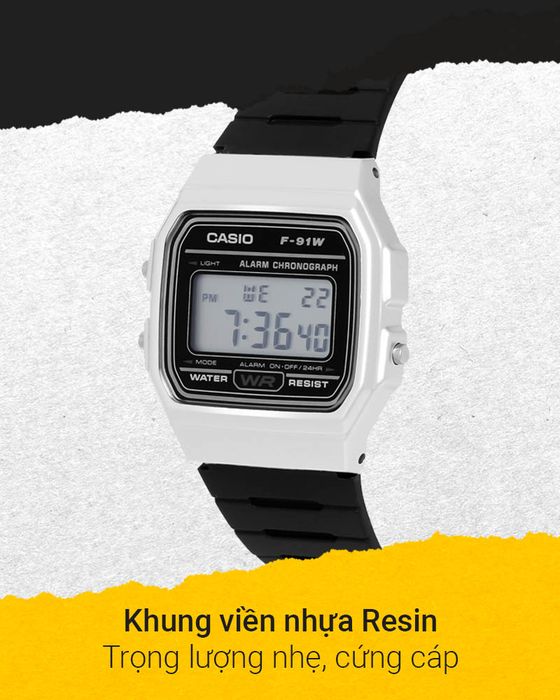 Đồng hồ nam Casio F-91WM-7ADF có lớp vỏ chắc chắn
