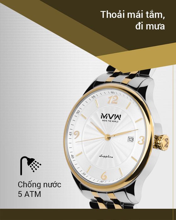 Đồng hồ nam MVW MS065-01 an toàn khi đeo đi tắm