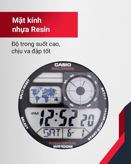 Đồng hồ Casio AE-1000W-1BVSDF - Nam có mặt kính trong suốt