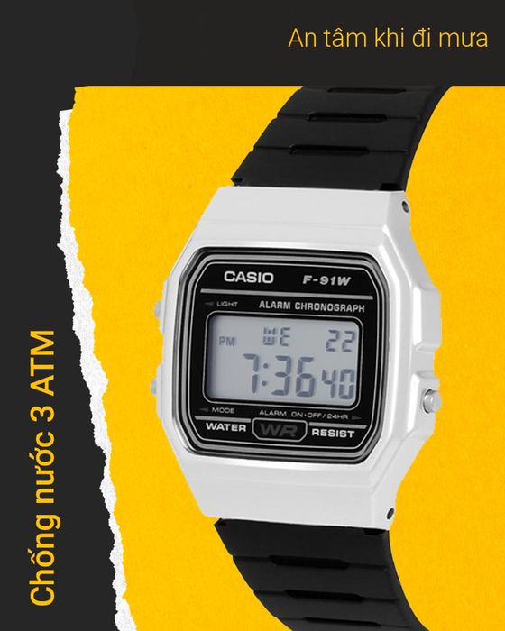 Đồng hồ nam Casio F-91WM-7ADF có hệ số chống nước 3 ATM