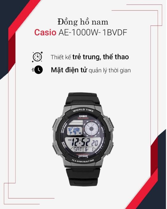 Đồng hồ CASIO 43.5 mm Nam AE-1000W-1BVDF