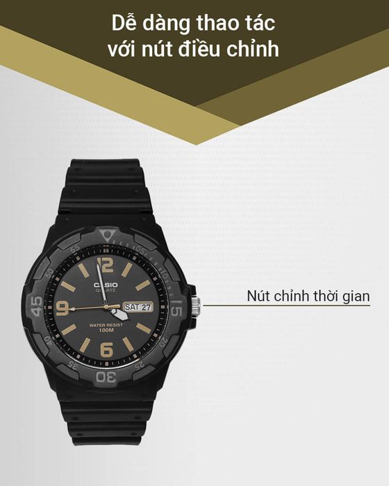 Đồng hồ nam Casio MRW-200H-1B3VDF với nút điều chỉnh