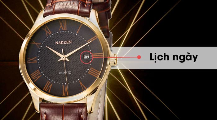Đồng hồ nam Nakzen SL4043GREBN-6N0 được trang bị lịch ngày tiện lợi