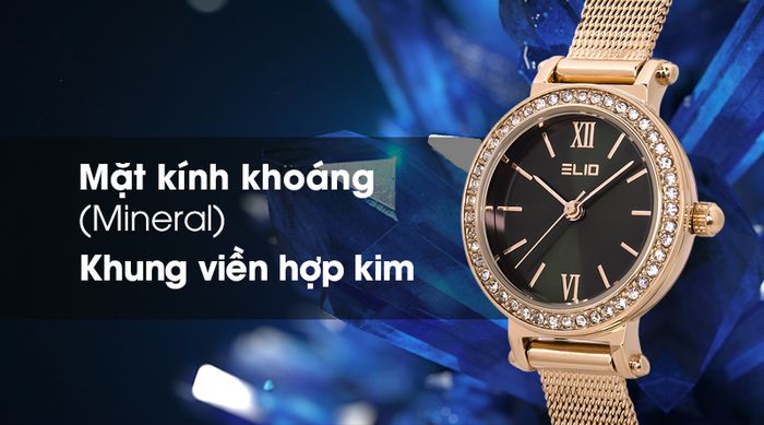 Đồng hồ nữ Elio ES035-01 được trang bị lớp vỏ cứng cáp