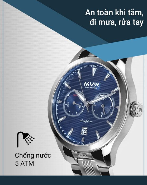 Đồng hồ nam MVW MS061-02 có hệ số chống nước 5 ATM