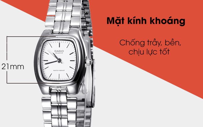 Đồng hồ nữ Casio LTP-1169D-7ARDF bạc trang bị kính khoáng