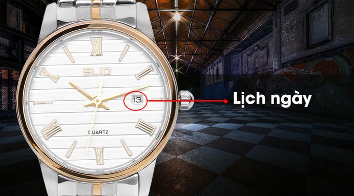 Đồng hồ nữ Elio ES017-C2 được trang bị lịch ngày tiện lợi