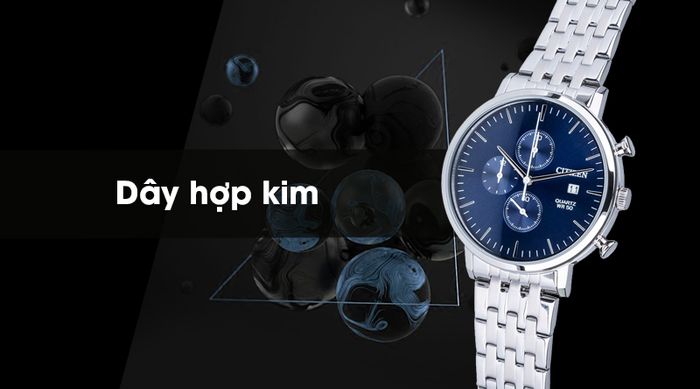 Đồng hồ nam Citizen AN3610-55L có dây đeo hợp kim sáng bóng và bền bỉ