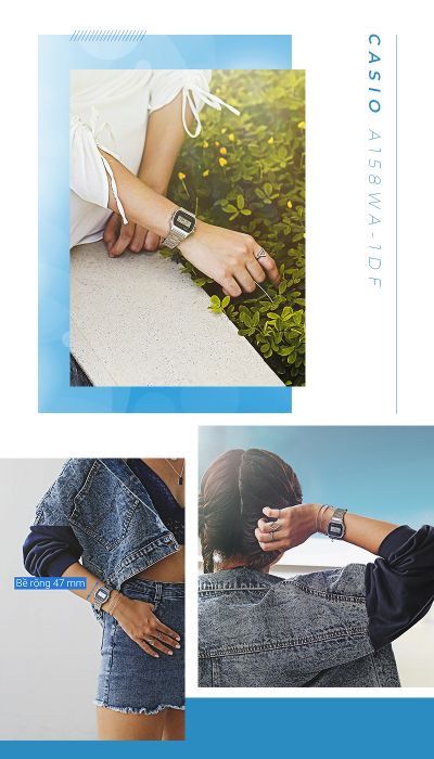 Trên tay Đồng hồ Unisex Casio A158WA-1DF