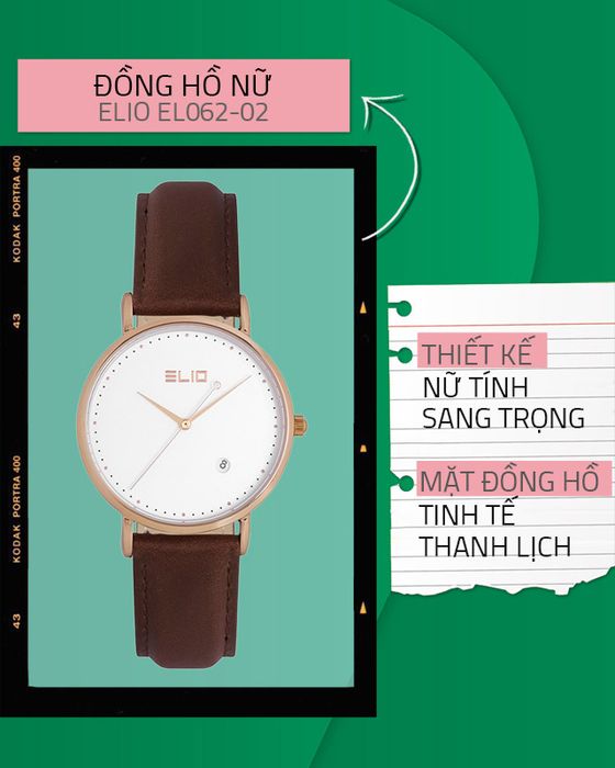 Đồng hồ nữ Elio EL062-02 sở hữu thiết kế thanh lịch