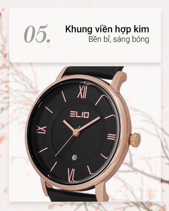 Đồng hồ Nữ Elio EL050-02 có khung viền hợp kim bền đẹp, chống oxi hóa
