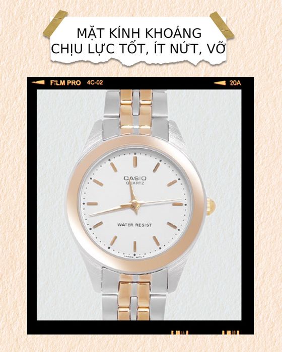 Đồng hồ Nữ Casio LTP-1129G-7ARDF có mặt kính khoáng sáng bóng