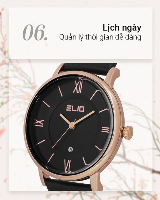 Đồng hồ Nữ Elio EL050-02 hỗ trợ thêm mặt lịch ngày tiện lợi