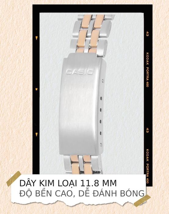Đồng hồ Nữ Casio LTP-1129G-7ARDF có dây đeo kim loại cứng cáp