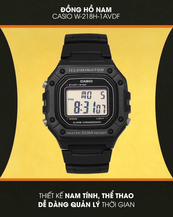 Đồng hồ Nam Casio W-218H-1AVDF đến từ thương hiệu Nhật Bản