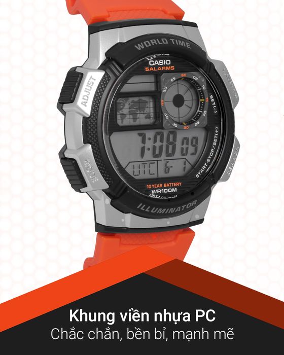 Đồng hồ Nam Casio AE-1000W-4BVDF có khung viền chắc chắn