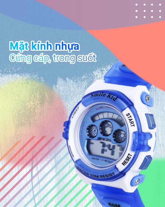 Đồng hồ trẻ em Smile Kid SL059-01 có mặt kính bền bỉ, trong suốt tốt