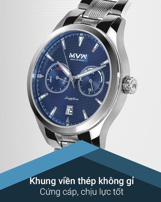 Đồng hồ nam MVW MS061-02 có khung viền thép không gỉ bền bỉ