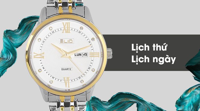 Đồng hồ nữ Elio ES026-C2 được trang bị lịch thứ, lịch ngày tiện lợi