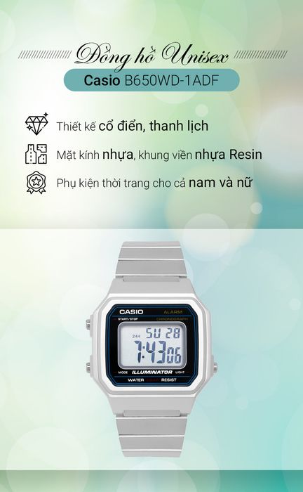 Tổng quan về đồng hồ Unisex Casio B650WD-1ADF