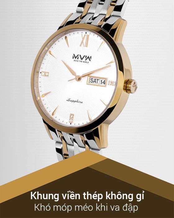 Đồng hồ nam MVW MS060-01 có khung viền bền chắc, chịu lực tốt