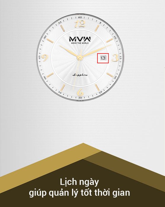 Đồng hồ nam MVW MS065-01 có thêm ô lịch ngày tiện lợi