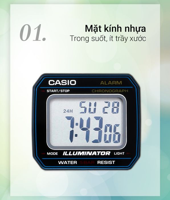 Đồng hồ Unisex Casio B650WD-1ADF có mặt kính trong suốt