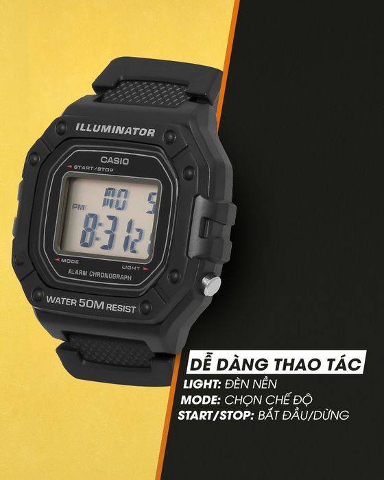 Đồng hồ Nam Casio W-218H-1AVDF dễ dàng thao tác