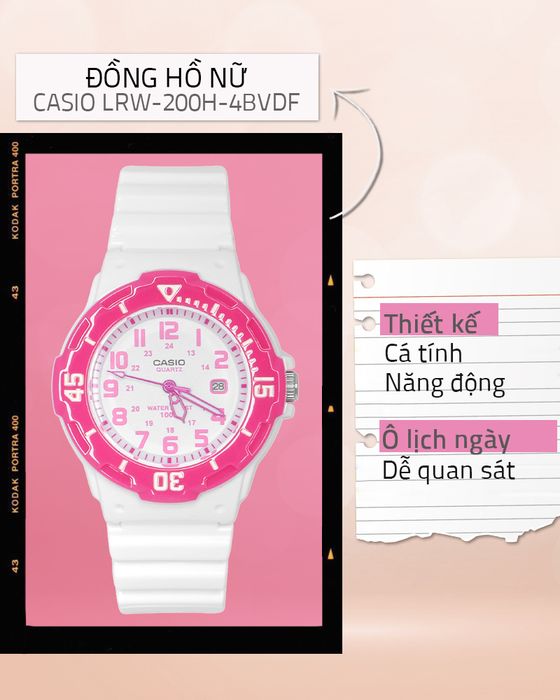 Đồng hồ nữ Casio LRW-200H-4BVDF có thiết kế trẻ trung