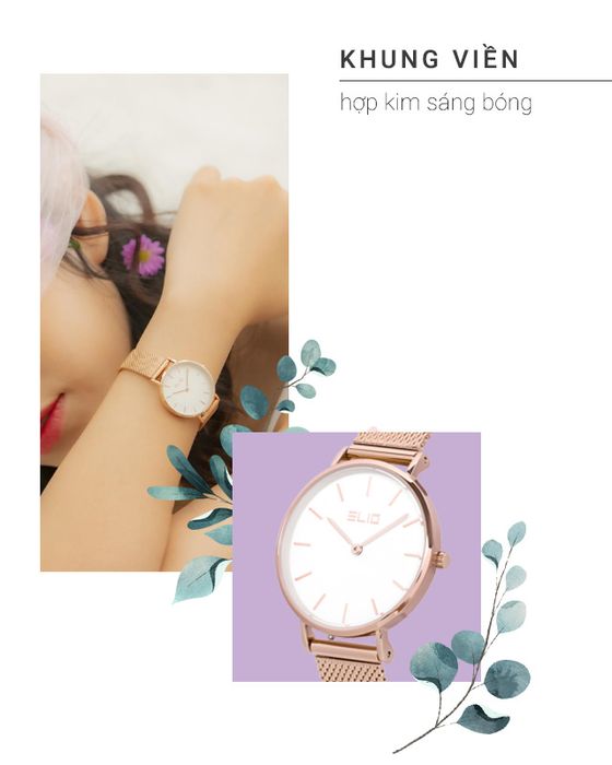 Đồng hồ Nữ Elio ES051-01 có khung viền hợp kim sáng bóng